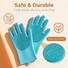 MODASER Magic Silicone Dishwashing Gloves with Scrubber - Reusable Heat Resistant Cleaning Brush for Kitchen Pet Grooming (2-pair) view 2