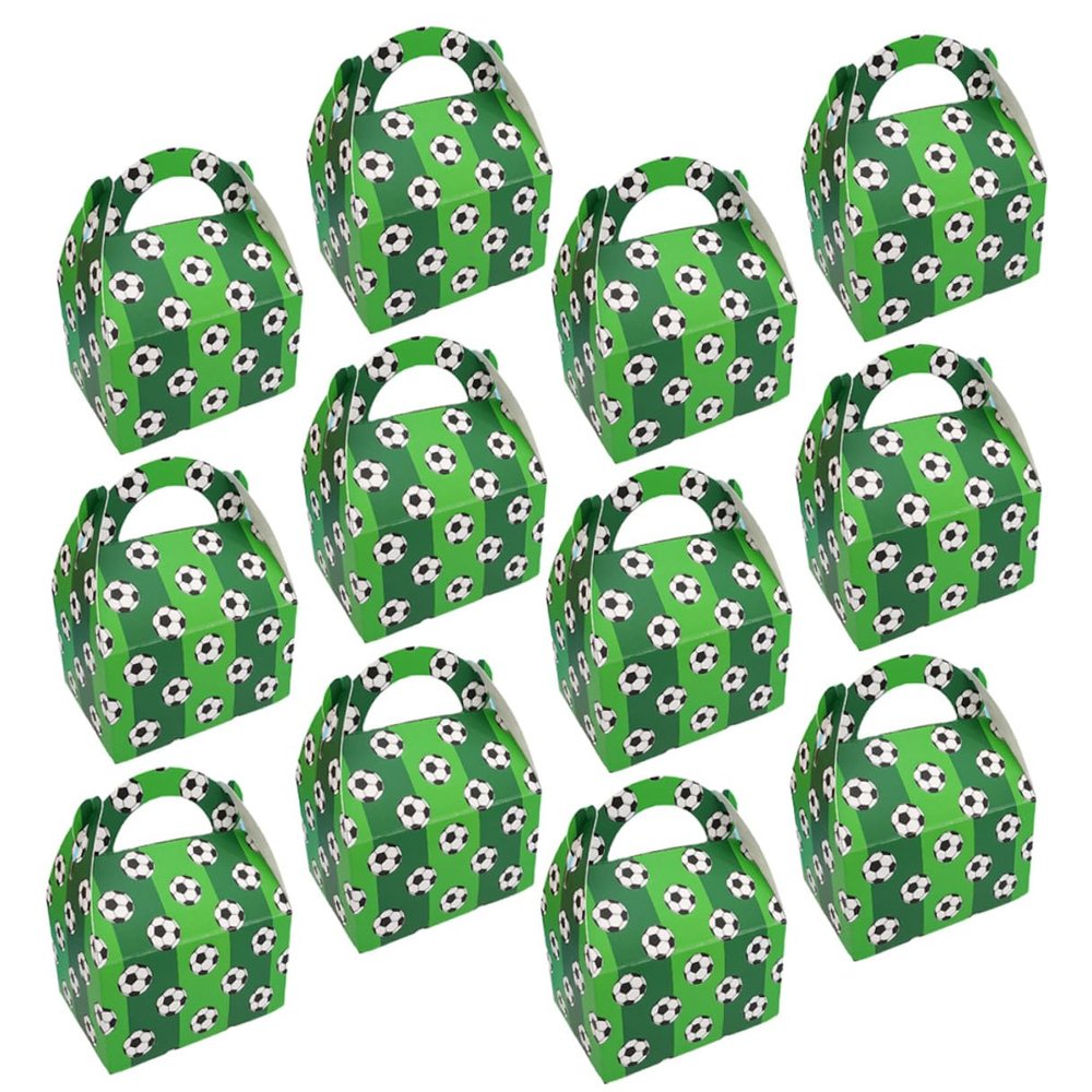 WRITWAA 50pcs Green Soccer Candy Boxes Paper Treat Favor Wrapping Boxes for Birthday Party Supplies