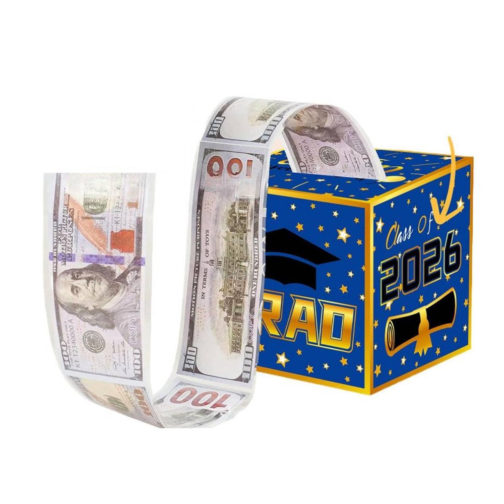 2026 Graduation Money Box for Cash Gift Pull,100 Pack Surprise Box Explosion Gift Graduation Gift,DIY Grad Card Box,Graduation Party Supplies for High School & College (Blue)