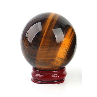 Gemstone Sphere Balls, Tiger's Eye Crystal Ball with Stand,Home and Office Decoration, Balancing,10cm