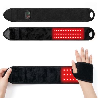 Red Light Therapy for Wrist with Massage, 660nm & 850nm Near Infrared Light Device, Heated Wrist Brace for Carpal Tunnel, 3 Light & Vibration Massage Settings, 3000mAh