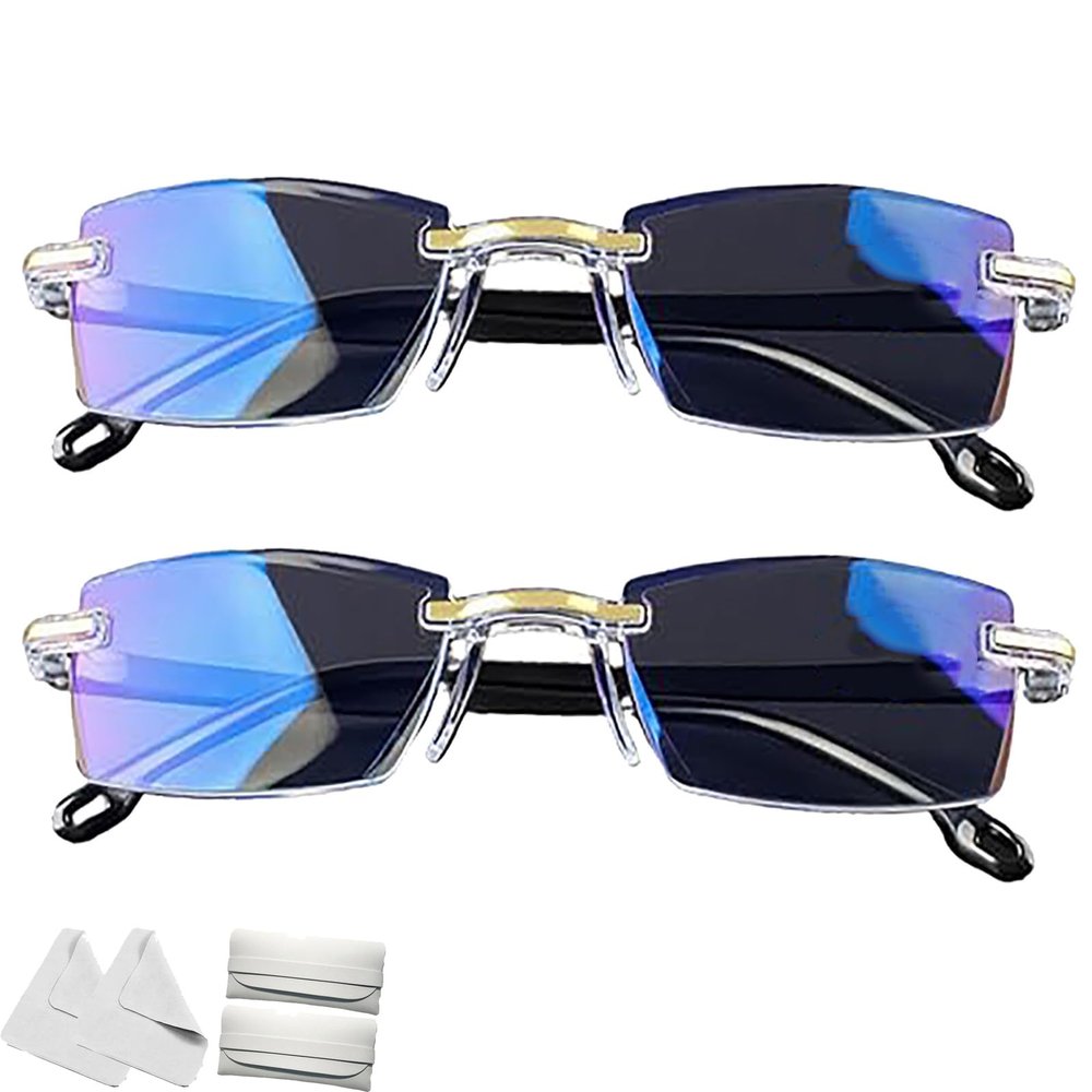 2026 New Sapphire High Hardness Anti-Blue Progressive,Intelligent Dual Focus Glasses,Self Adjusting for Women Men (2pcs)