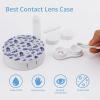 MUMEHAZ Portable Contact Box Travel Contact Lens Case Holder with Mirror Solution Bottle for Daily Makeup (Blue Chinoiserie) view 3