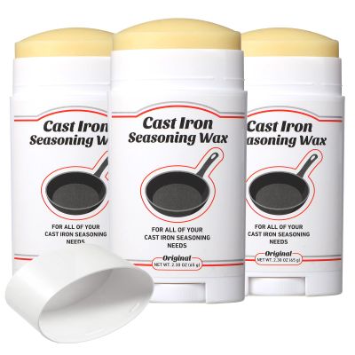 MTLEE 3 Pack 2.3 oz Cast Iron and Carbon Steel Seasoning Wax Stick Cast Iron Seasoning Conditioner Wax Natural Oils for Steel Cookware Cutting Board Kitchen Ware Restore Protecting Maintenance