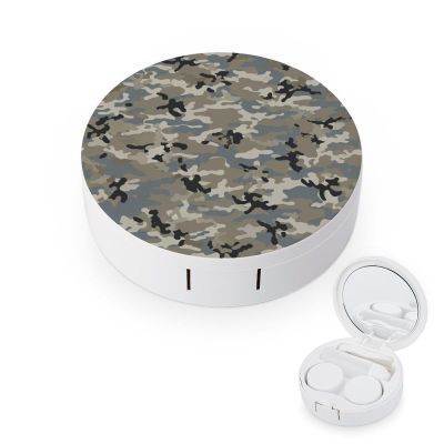 MUMEHAZ Contact Lens Cleaner Army Camouflage 3D Print Art Travel Size Portable Contact Case with Mirror Solution Bottle
