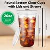 Etersky 20 oz 25PCS Disposable Clear Plastic Cups with Lids and Straws view 3