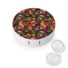 MUMEHAZ Contact Lenses Applicator Removal Tool Kit with Mirror Solution Bottle Trippy Colorful Skull WeedLeaf Leaves Travel Contact Lens Case Holder view 1