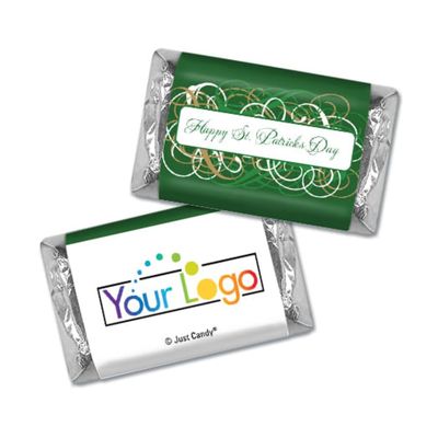 1,000 Pack St. Patrick's Day Personalized Add Your Logo Chocolate Miniatures Assortment For Party Favors, Corporate Giveaways, Event Gifts & More - Swirls