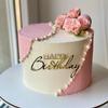 Gold Happy Birthday Cake Topper Mirror Acrylic Cake Sign Topper Cake Decorations DIY Birthday Flower Bouquet Decor Party Supplies Tools view 2