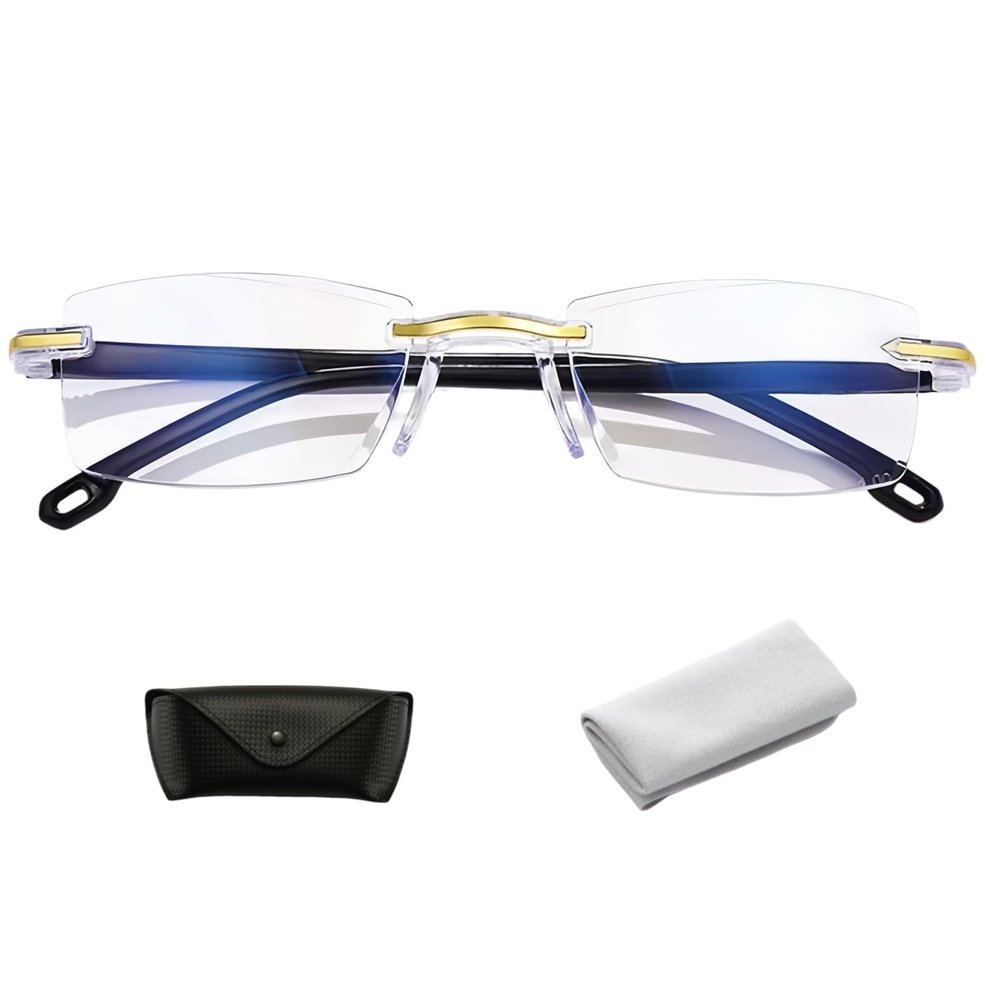 Auto Focus Glasses Self Adjusting for Men & Women,Smart Autofocus Glasses,Automatic Zoom Reading Glassess Far and Near (Gold,+150)