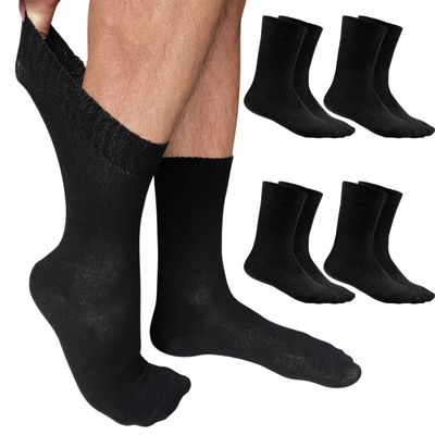 YARMIS Mens Diabetic Socks Size 1315 Non-Binding, Thin Cotton Diabetic Dress Socks Loose Fit Black Crew 4 Pairs