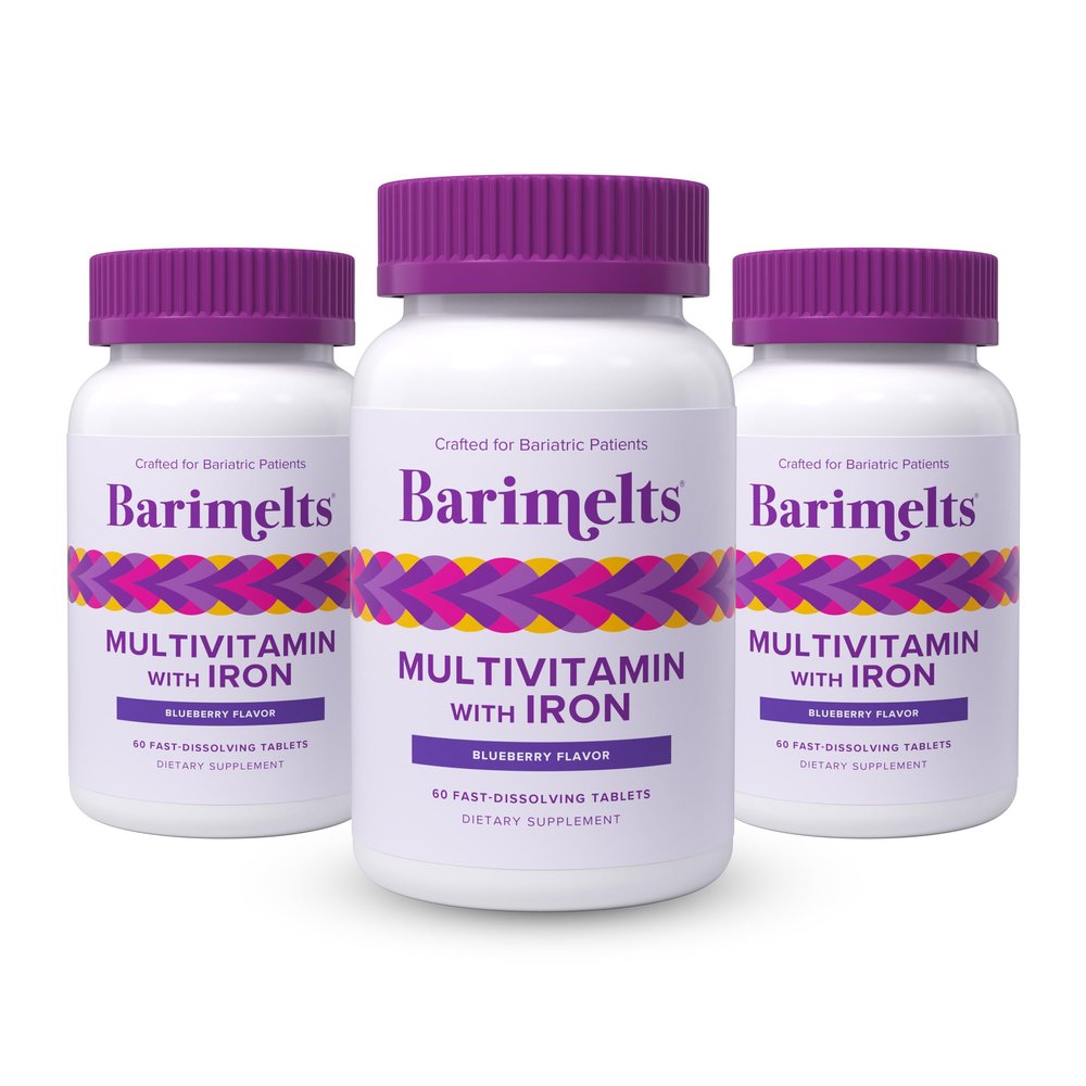 BariMelts Bariatric Multivitamin with Iron - 3 Month Supply (180 Fast-Dissolving Tablets) - Sugar-Free - Post-Op Bariatric Vitamins - Natural Blueberry Flavor