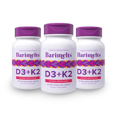 BariMelts Vitamin D3 K2-270 Fast-Dissolving Tablets (9-Month Supply) - Bariatric Vitamins for Women with Vitamin D3 5000 IU and K2 as MK-7, Natural Apple Flavor