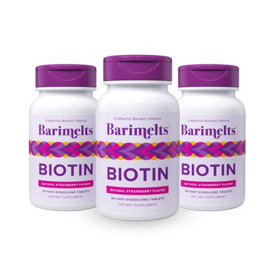 BariMelts Biotin 5000mcg, 270 Fast-Dissolving Tablets (9-Month Supply), Sugar-Free Bariatric Vitamins for Women, Natural Strawberry Flavor