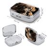 Puppies Dog Pill Box 2 Compartment Portable Travel Pill Case with Mirror Square Metal Medicines Storage Container Pocket Medicine Box to Hold Vitamins Fish Oil view 2