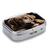Puppies Dog Pill Box 2 Compartment Portable Travel Pill Case with Mirror Square Metal Medicines Storage Container Pocket Medicine Box to Hold Vitamins Fish Oil view 4