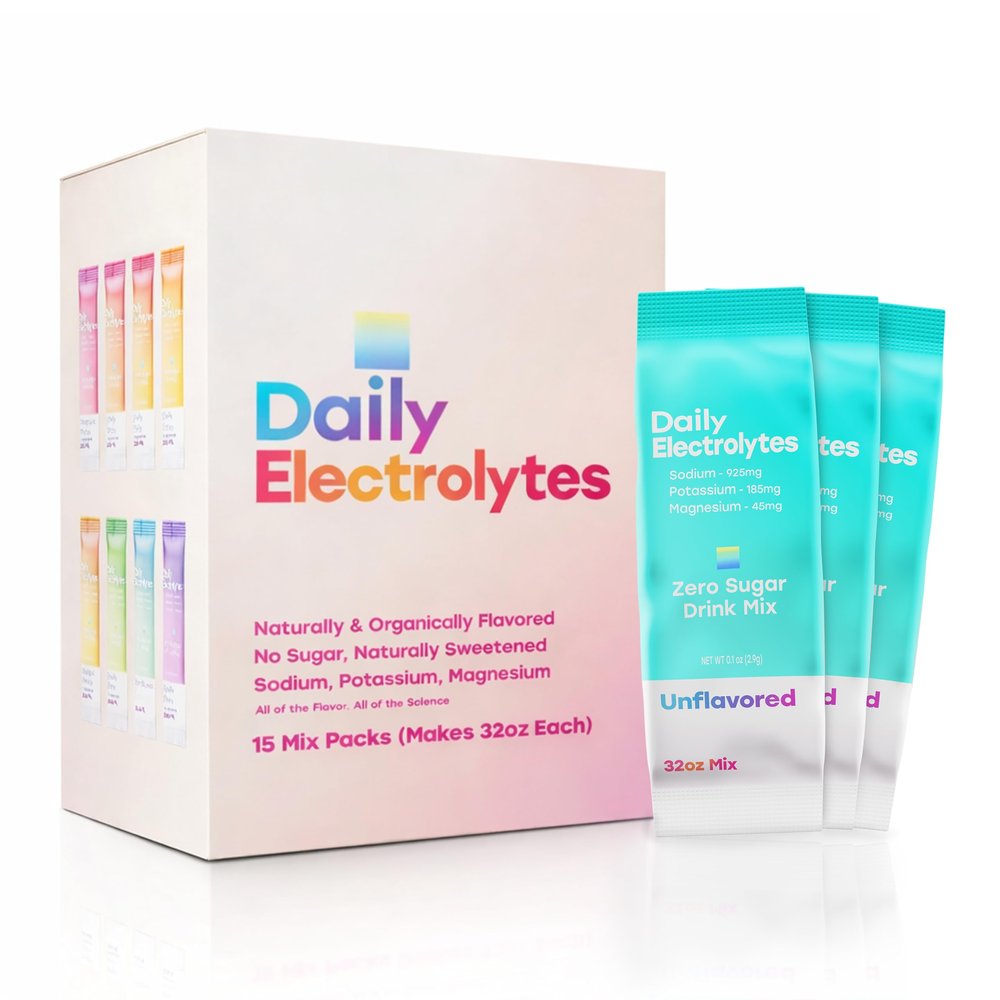 Daily Electrolytes Jumbo Sticks Electrolytes Powder Packets 7 Flavors Sugar Free Hydration Packets Electrolyte Liquid Daily IV Drink Mix with Himalayan Pink Salt