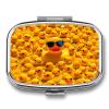 Rubber Ducky Pill Box 2 Compartment Portable Travel Pill Case with Mirror Square Metal Medicines Storage Container Pocket Medicine Box to Hold Vitamins Fish Oil view 1