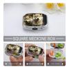 Cute Wolf Pill Box 2 Compartment Portable Travel Pill Case with Mirror Square Metal Medicines Storage Container Pocket Medicine Box to Hold Vitamins Fish Oil view 3