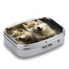 Cute Wolf Pill Box 2 Compartment Portable Travel Pill Case with Mirror Square Metal Medicines Storage Container Pocket Medicine Box to Hold Vitamins Fish Oil view 4