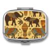 Africa Elephant Pill Box 2 Compartment Portable Travel Pill Case with Mirror Square Metal Medicines Storage Container Pocket Medicine Box to Hold Vitamins Fish Oil view 1