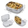 Africa Elephant Pill Box 2 Compartment Portable Travel Pill Case with Mirror Square Metal Medicines Storage Container Pocket Medicine Box to Hold Vitamins Fish Oil view 2