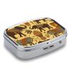 Africa Elephant Pill Box 2 Compartment Portable Travel Pill Case with Mirror Square Metal Medicines Storage Container Pocket Medicine Box to Hold Vitamins Fish Oil view 4