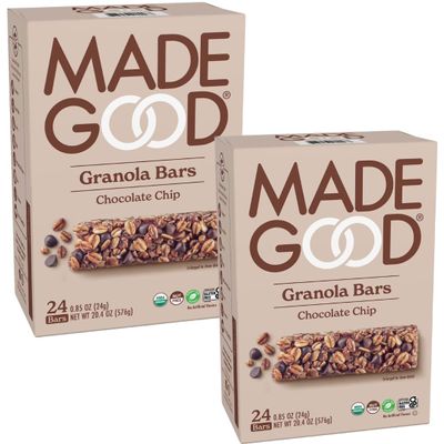 Made on Good Organic Chewy Granola Bars, Chocolate Chip, Soft Baked Snack Bars, School Friendly & Allergy Friendly, 2 Pack
