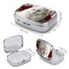 Cute White Cat Pill Box 2 Compartment Portable Travel Pill Case with Mirror Square Metal Medicines Storage Container Pocket Medicine Box to Hold Vitamins Fish Oil view 2
