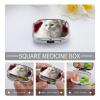 Cute White Cat Pill Box 2 Compartment Portable Travel Pill Case with Mirror Square Metal Medicines Storage Container Pocket Medicine Box to Hold Vitamins Fish Oil view 3