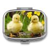Cute Ducks Pill Box 2 Compartment Portable Travel Pill Case with Mirror Square Metal Medicines Storage Container Pocket Medicine Box to Hold Vitamins Fish Oil view 1