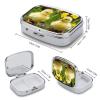 Cute Ducks Pill Box 2 Compartment Portable Travel Pill Case with Mirror Square Metal Medicines Storage Container Pocket Medicine Box to Hold Vitamins Fish Oil view 2