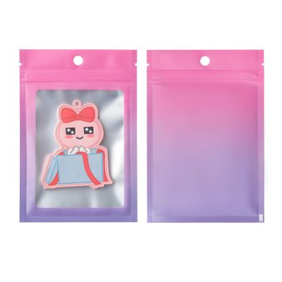 Aspire 100 PCS Resealable Mylar Zip Bags, Clear Window Small Vinyl Zip Bags-Gradient Purple-4.7"x7"