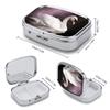 White Swan Pill Box 2 Compartment Portable Travel Pill Case with Mirror Square Metal Medicines Storage Container Pocket Medicine Box to Hold Vitamins Fish Oil view 2