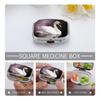White Swan Pill Box 2 Compartment Portable Travel Pill Case with Mirror Square Metal Medicines Storage Container Pocket Medicine Box to Hold Vitamins Fish Oil view 3