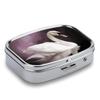 White Swan Pill Box 2 Compartment Portable Travel Pill Case with Mirror Square Metal Medicines Storage Container Pocket Medicine Box to Hold Vitamins Fish Oil view 4