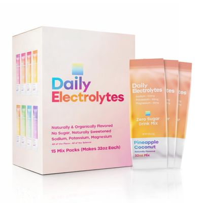 Daily Electrolytes 30 Jumbo Sticks Electrolytes Powder Packets 7 Flavors Sugar Free Hydration Packets Electrolyte Liquid Daily IV Drink Mix with Himalayan Pink Salt (15 Pack, Citrus Orange)