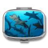 Hammerhead Sharks Pill Box 2 Compartment Portable Travel Pill Case with Mirror Square Metal Medicines Storage Container Pocket Medicine Box to Hold Vitamins Fish Oil view 1