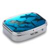 Hammerhead Sharks Pill Box 2 Compartment Portable Travel Pill Case with Mirror Square Metal Medicines Storage Container Pocket Medicine Box to Hold Vitamins Fish Oil view 4