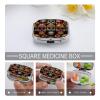 Colorful Sugar Skulls Pill Box 2 Compartment Portable Travel Pill Case with Mirror Square Metal Medicines Storage Container Pocket Medicine Box to Hold Vitamins Fish Oil view 3
