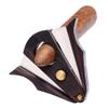 AHGDDA Stainless Steel Cigar Cutter, Professional Precision Double Blade Guillotine, Shark-Fin Silhouette Handheld Clipper, Wood Grained and Polished Metal Accessory(A) view 3