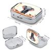 Lucky Elephant Pill Box 2 Compartment Portable Travel Pill Case with Mirror Square Metal Medicines Storage Container Pocket Medicine Box to Hold Vitamins Fish Oil view 2