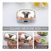 Lucky Elephant Pill Box 2 Compartment Portable Travel Pill Case with Mirror Square Metal Medicines Storage Container Pocket Medicine Box to Hold Vitamins Fish Oil view 3
