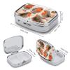Cheerful Birds Pill Box 2 Compartment Portable Travel Pill Case with Mirror Square Metal Medicines Storage Container Pocket Medicine Box to Hold Vitamins Fish Oil view 2