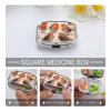 Cheerful Birds Pill Box 2 Compartment Portable Travel Pill Case with Mirror Square Metal Medicines Storage Container Pocket Medicine Box to Hold Vitamins Fish Oil view 3
