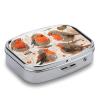 Cheerful Birds Pill Box 2 Compartment Portable Travel Pill Case with Mirror Square Metal Medicines Storage Container Pocket Medicine Box to Hold Vitamins Fish Oil view 4
