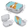 Funny Cartoon Kangaroo Zoo Pill Box 2 Compartment Portable Travel Pill Case with Mirror Square Metal Medicines Storage Container Pocket Medicine Box to Hold Vitamins Fish Oil view 2