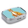 Funny Cartoon Kangaroo Zoo Pill Box 2 Compartment Portable Travel Pill Case with Mirror Square Metal Medicines Storage Container Pocket Medicine Box to Hold Vitamins Fish Oil view 4