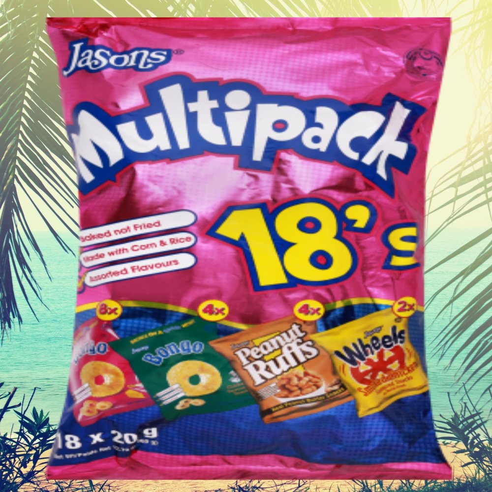Jasons Multipack Puffs Snacks (18 x 20g) Bongo Cheese, Bongo Chicken, Peanut Ruffs & Wheels from FIJI