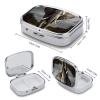 3D Elephant Pill Box 2 Compartment Portable Travel Pill Case with Mirror Square Metal Medicines Storage Container Pocket Medicine Box to Hold Vitamins Fish Oil view 2